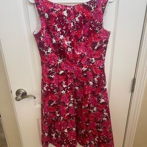 Maggy London Vibrant Pink Floral Midi Dress